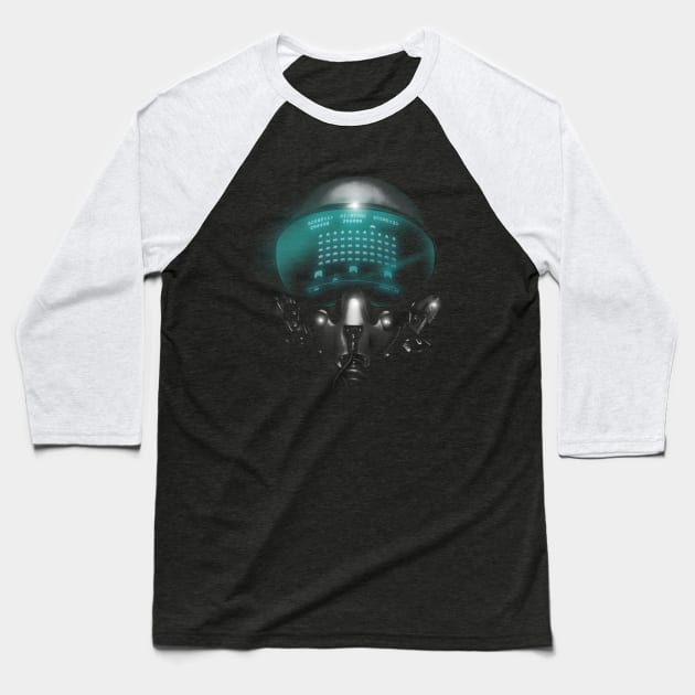 Space Invasion Baseball T-Shirt by StevenToang